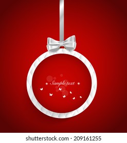Christmas ball with gift bows and ribbon. Vector illustration.
