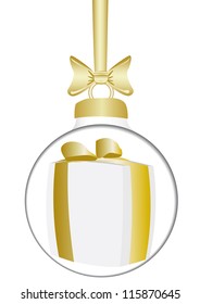 christmas ball with gift on white backgroud