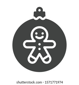 Christmas ball with gingerbread icon isolated on white background. Christmas bauble symbol modern, simple, vector, icon for website design, mobile app, ui. Vector Illustration