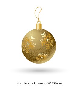 Christmas ball. Glitter Christmas gold ball snowflakes isolated on white background. Vector decoration for Merry Christmas New Year Holiday card 3D Gold Ball sign Ball Christmas Winter symbol 2023