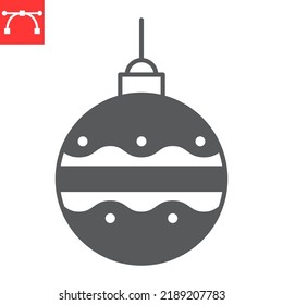 Christmas ball glyph icon, new year and xmas, christmas tree ball vector icon, vector graphics, editable stroke solid sign, eps 10.