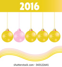 Christmas ball gold 2016 vector 