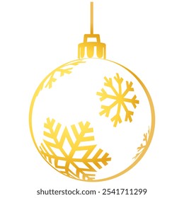 Christmas ball gold vector design. Simple christmas ball isolated on transparent background. Christmas decoration