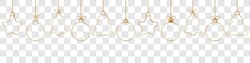 Christmas Ball Golden Line Icon.Set Of Simple Golden Christmas Balls Isolated On Transparent Background.Holiday Christmas Decoration.Christmas And New Year Seamless Banner Or Border.