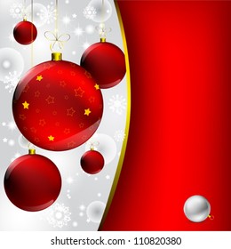 christmas ball with golden star decorated on abstract winter gray background