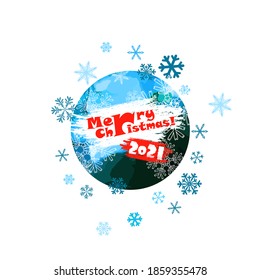 Christmas ball. Greeting card. Merry Christmas. Mixed media. Vector illustration.
