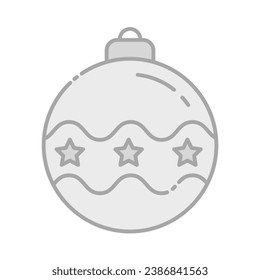 Christmas Ball Greyscale Icon Vector Illustration Isolated on Transparent Background. Use for Xmas, Decoration, Greeting Card Etc.