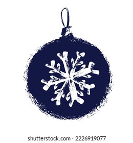 Christmas ball grunge icon. Sketch graphic hand drawn illustration of christmas ball.