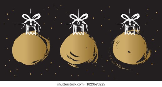 Balón de Navidad al estilo grunge. Vector.