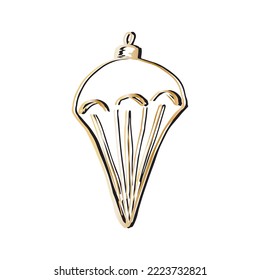 Christmas ball hand drawing. Vector minimalist linear illustration. New Year and Merry Christmas design element isolated on a white backgroud.
