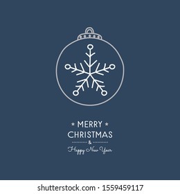 Christmas ball - hand drawn greeting card. Vector.