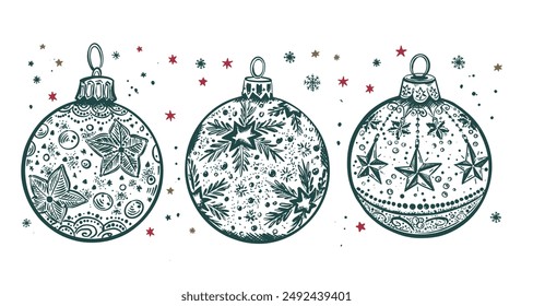 Christmas ball. Hand drawn illustration.	