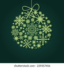 Christmas ball from hand drawn  snowflakes. Retro holiday design