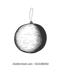 Christmas ball hand drawn vector illustration, isolated design element.