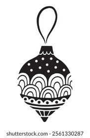 
Christmas ball. Hand drawn vector. Black and white illustration.