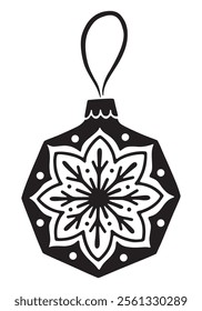 
Christmas ball. Hand drawn vector. Black and white illustration.