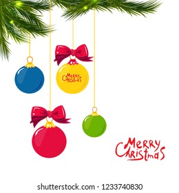 Christmas ball handing on string collection. Bright circles balls xmas. Sale