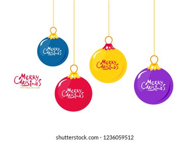Christmas ball handing on string collection. Bright circles balls xmas. Sale