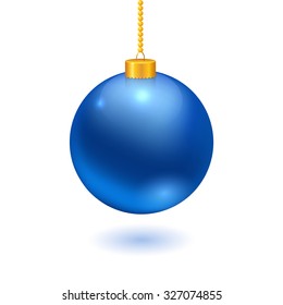 Christmas ball hanging on a chain isolated on white, vector illustration