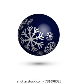 Christmas ball. Happy new year. Merry Christmas. Dark blue. illustration