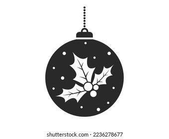 Christmas ball with holly berry. vector element for New Year, Christmas and winter holiday design. isolated vector image