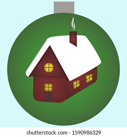 Christmas ball with a house