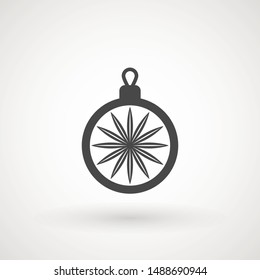 Christmas ball icon. Bauble Christmas New Year Flat Icon On White Background.