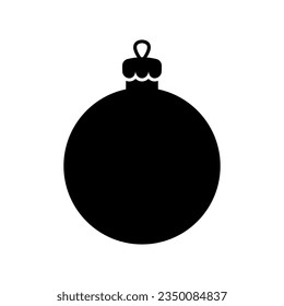 Christmas ball icon. Black silhouette. Front side view. Vector simple flat graphic illustration. Isolated object on a white background. Isolate.