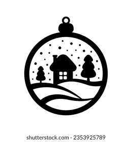 Christmas ball icon. Black silhouette. Front side view. Vector simple flat graphic illustration. Isolated object on a white background. Isolate.