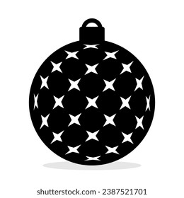 christmas ball icon. black silhouette vector isolated on white background. winter decoration design, christmas tree and new year.