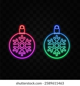 Christmas ball icon. Black silhouette. Front side view. neon style. Simple vector flat graphic illustration. Object isolated on a white background. Isolate.