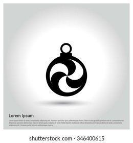 Christmas ball icon. Decorative Pictogram for Christmas. Flat Xmas Icon