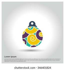 Christmas ball icon. Decorative Pictogram for Christmas. Flat Xmas Icon