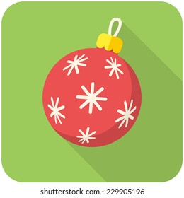 Christmas ball icon (flat design with long shadows)