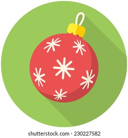 Christmas ball icon (flat design with long shadows)