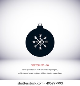christmas ball icon, flat design best vector icon