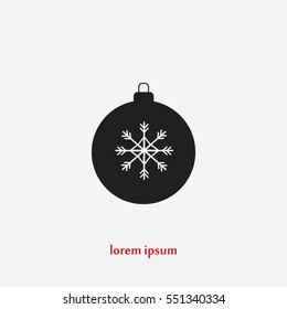 christmas ball icon, flat design best vector icon