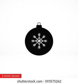 christmas ball icon, flat design best vector icon