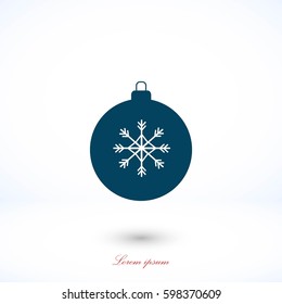 christmas ball icon, flat design best vector icon