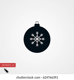 christmas ball icon, flat design best vector icon