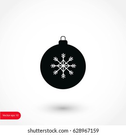 christmas ball icon, flat design best vector icon
