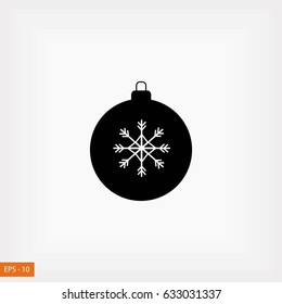 christmas ball icon, flat design best vector icon