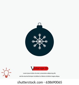 christmas ball icon, flat design best vector icon