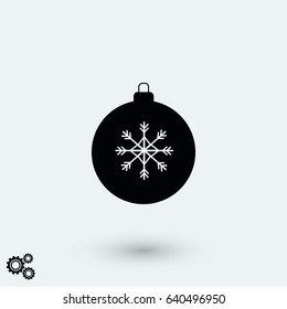 christmas ball icon, flat design best vector icon