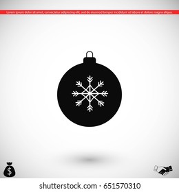 christmas ball icon, flat design best vector icon