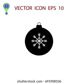 christmas ball icon, flat design best vector icon