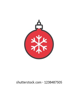 Christmas ball icon in flat style isolated on white background. For your design, logo. Vector illustration.