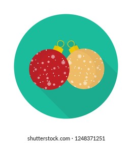 Christmas ball icon in flat style with long shadow, isolated vector illustration on white transparent background. Christmas tree ball icon vector.