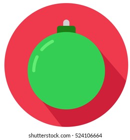 Christmas ball icon in flat style with long shadow. New year symbol vector illustration
