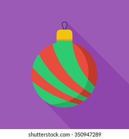 Christmas ball icon. Flat vector related icon with long shadow for web and mobile applications. It can be used as - logo, pictogram, icon, infographic element. Vector Illustration.